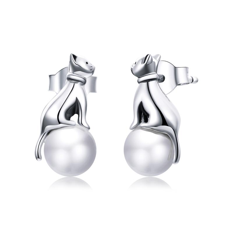 Stud 925 Solid Silver Cat Pearl Earrings For Women Fashion Niche Design Sense Lady S925 Sterling Animal
Stud 925 Solid Silver Cat Pearl Earrings For Women Fashion Niche Design Sense Lady S925 Sterling Animal