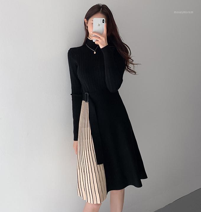 Stand-Up Collar Knitted Dress 2020 Winter Elegance Korean Fashion One-Piece Women' Dress Slim Slimming Stitching Pleated1, Black
Stand-Up Collar Knitted Dress 2020 Winter Elegance Korean Fashion One-Piece Women' Dress Slim Slimming Stitching Pleated1, Black