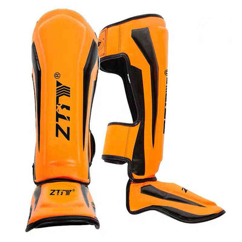 ZTTY Thicker Boxing Shin Guards PU Leather Protection Leggings Equipment Martial Arts Muay Thai Leg Taekwondo Ankle Protectors 211229