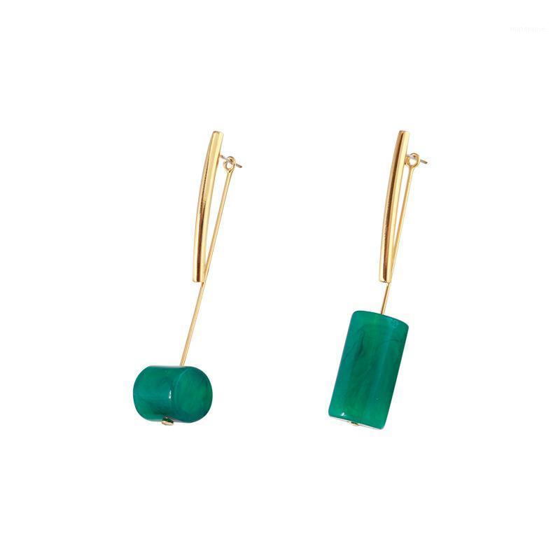 European and American jewelry personality fashion geometric lines set green stone simple detachable asymmetric earrings1
European and American jewelry personality fashion geometric lines set green stone simple detachable asymmetric earrings1