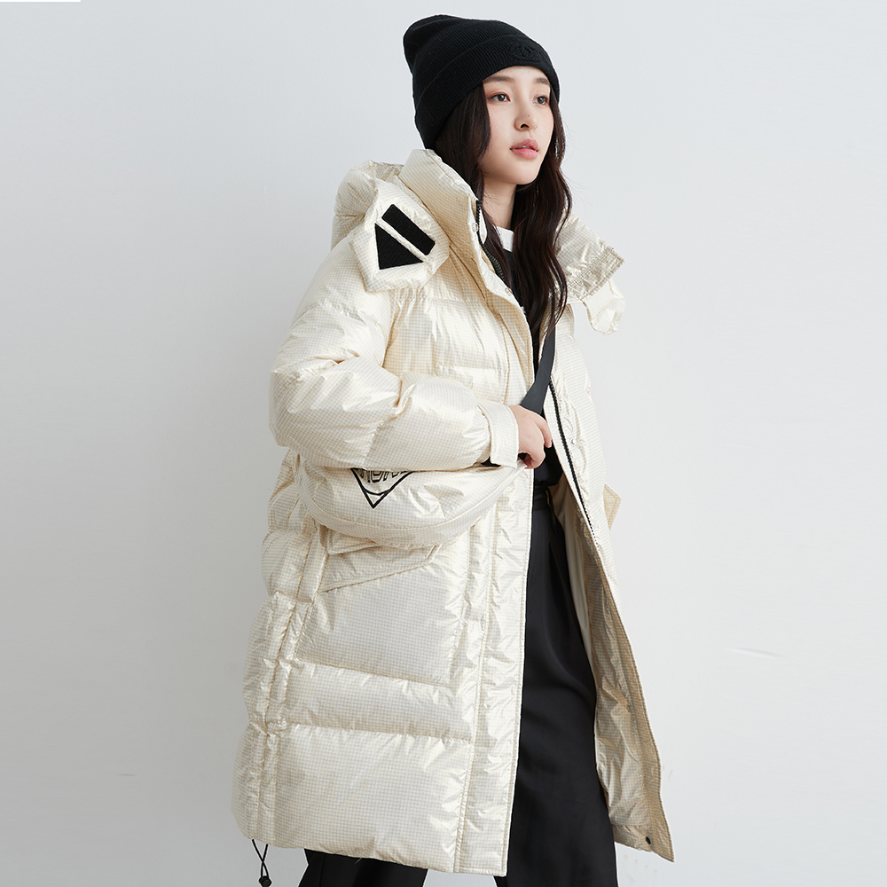 YAYA Winter Down Jacket Women Long Slim Hooded Warm Coat Female Overcoat 201019