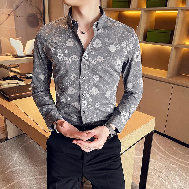 Spring Long Sleeve Floral Shirts Dress Men Clothing 2021 High Quality Slim Fit Fashion Print Blouse Homme Plus Size Black/Gray
Spring Long Sleeve Floral Shirts Dress Men Clothing 2021 High Quality Slim Fit Fashion Print Blouse Homme Plus Size Black/Gray