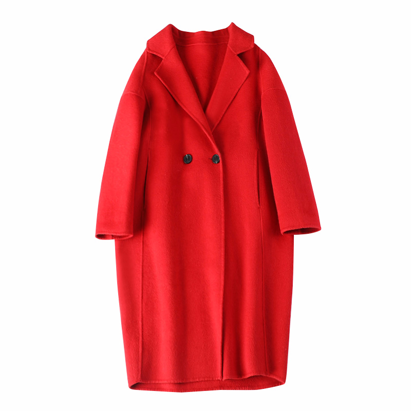 Fashion long Single button double Wool Coat Women soild Winter jacket loose autumn Wholesale price 201102