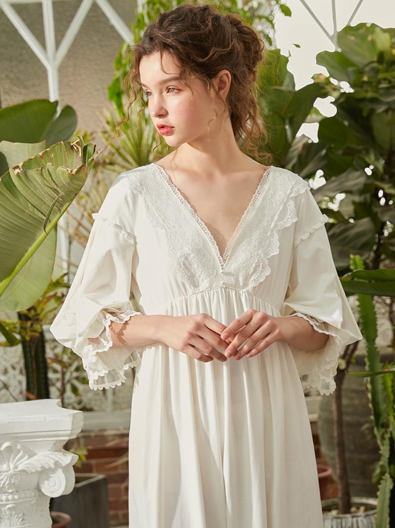 Nightgown Women Autumn Cotton Lace Elegant Sleepwear Nighty Vintage Style Nightgowns Night Gown Ladies Nightwear, Pink
Nightgown Women Autumn Cotton Lace Elegant Sleepwear Nighty Vintage Style Nightgowns Night Gown Ladies Nightwear, Pink