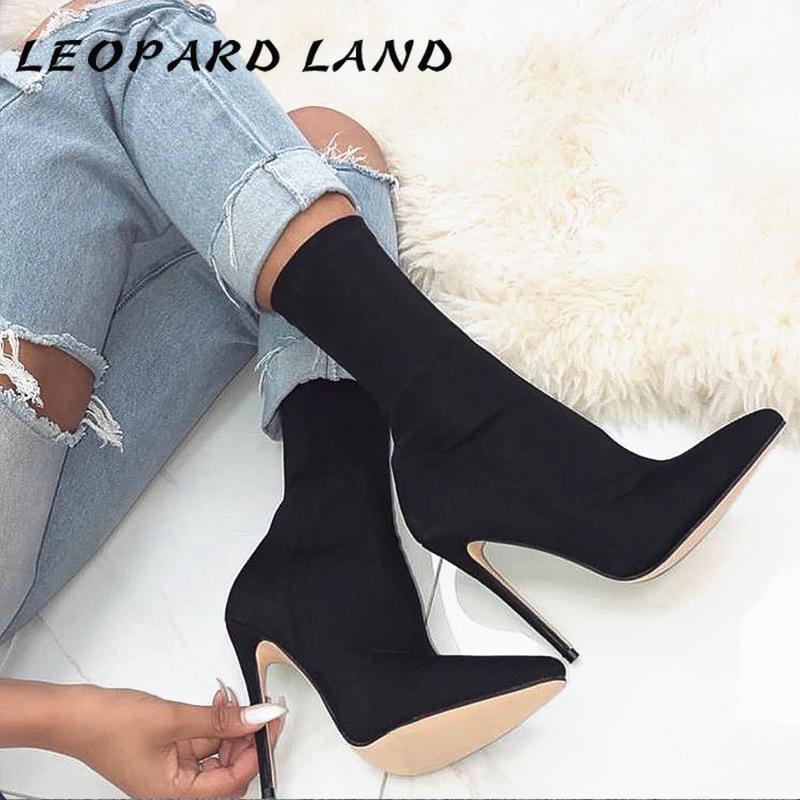 LEOPARD LAND Women's Shoes Mid Boots Elastic Cloth Pointed Toe Thin Heeled High Heels Large Size Women's Boots 43 ZL-266-21, Black
LEOPARD LAND Women's Shoes Mid Boots Elastic Cloth Pointed Toe Thin Heeled High Heels Large Size Women's Boots 43 ZL-266-21, Black