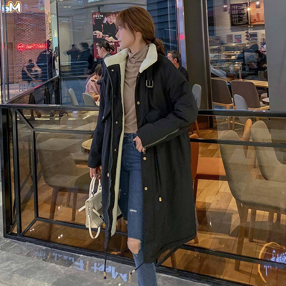 Vielleicht New Casual Wool Liner Parka Coat Fashion Single Breasted Adjustable Waist Winter Jacket Women Long Warm Parkas 201019