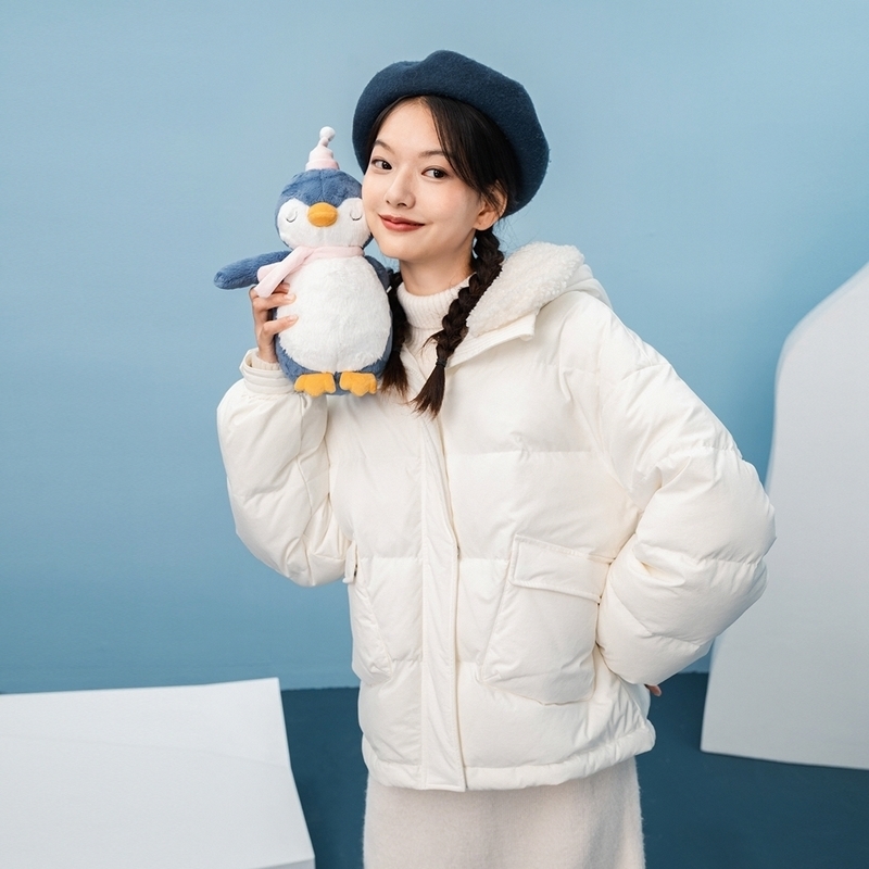 INMAN Winter New Arrivals Short Standing Collar Hoody Plush Gloove Drawstring Thermal Coat Women's Down Jacket 201019