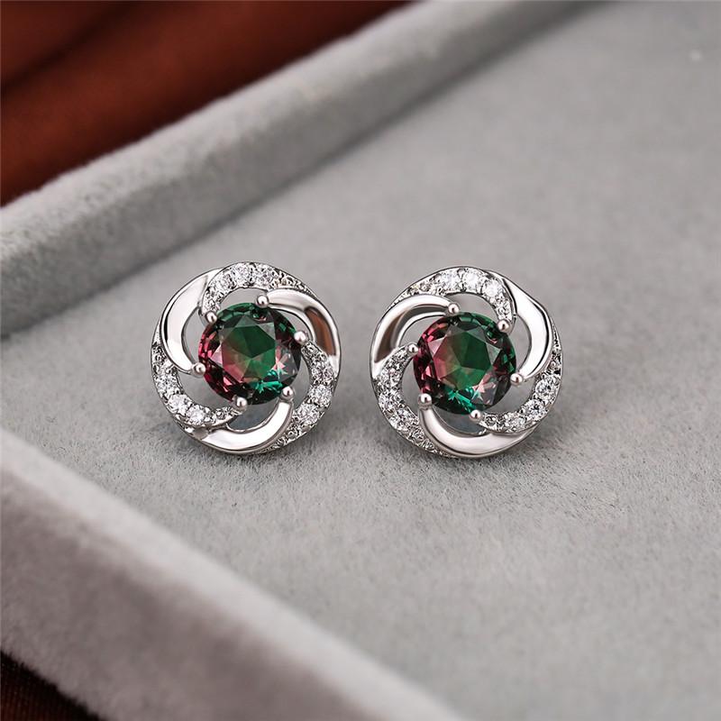 Red Green Crystal Zircon Spiral Stud Earrings For Women Creative Jewelry Vintage Fashion Rainbow Stone Silver Color Earring Gift
Red Green Crystal Zircon Spiral Stud Earrings For Women Creative Jewelry Vintage Fashion Rainbow Stone Silver Color Earring Gift
