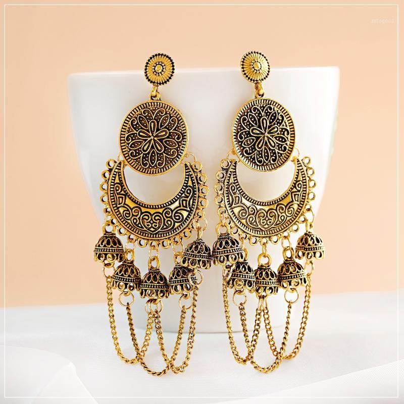 Dangle & Chandelier 2021 Retro Jhumka Jhumki Gypsy Ethnic Gold Alloy Carved Round&Crescent Bell Tassel Drop Earrings For Women Boho Jewelry1
Dangle & Chandelier 2021 Retro Jhumka Jhumki Gypsy Ethnic Gold Alloy Carved Round&Crescent Bell Tassel Drop Earrings For Women Boho Jewelry1