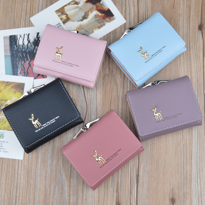 Cute Wallets Leather Women Fashion Short Style Student Coin Small Deer Female Five Kinds of Color, Black
Cute Wallets Leather Women Fashion Short Style Student Coin Small Deer Female Five Kinds of Color, Black