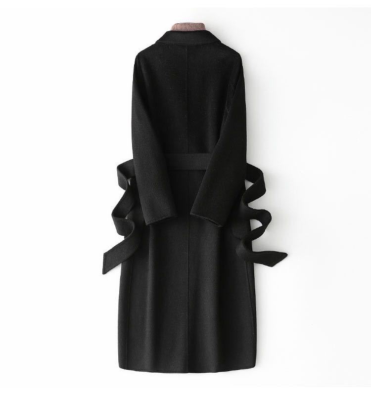 Double-Sided 100% woolen cashmere coat women long black autumn and winter new Korean versionwomen woolen coat 201216