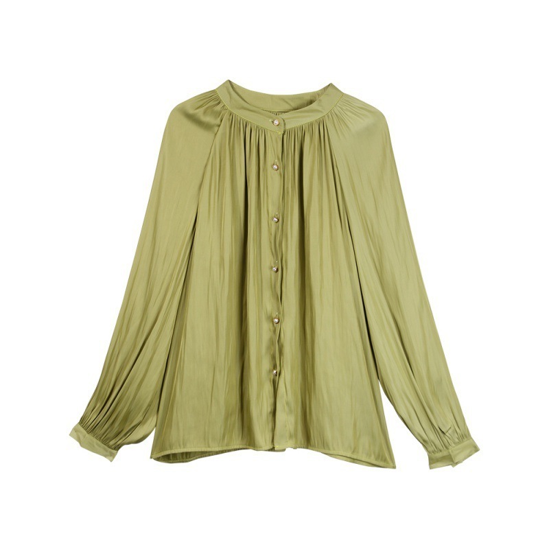 CMAZ Women Blouses 2020 Spring Summer Shirts Solid Oneck Vintage Lady Office Tops CMAZ1002 T200505