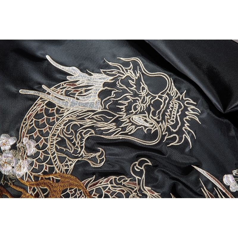 Men Baseball Jacket Embroidery Dragon Hip Hop Bomber Pilot Jacket Men Harajuku Japanese Retro Coat Fashion Streetwear Autumn 201218