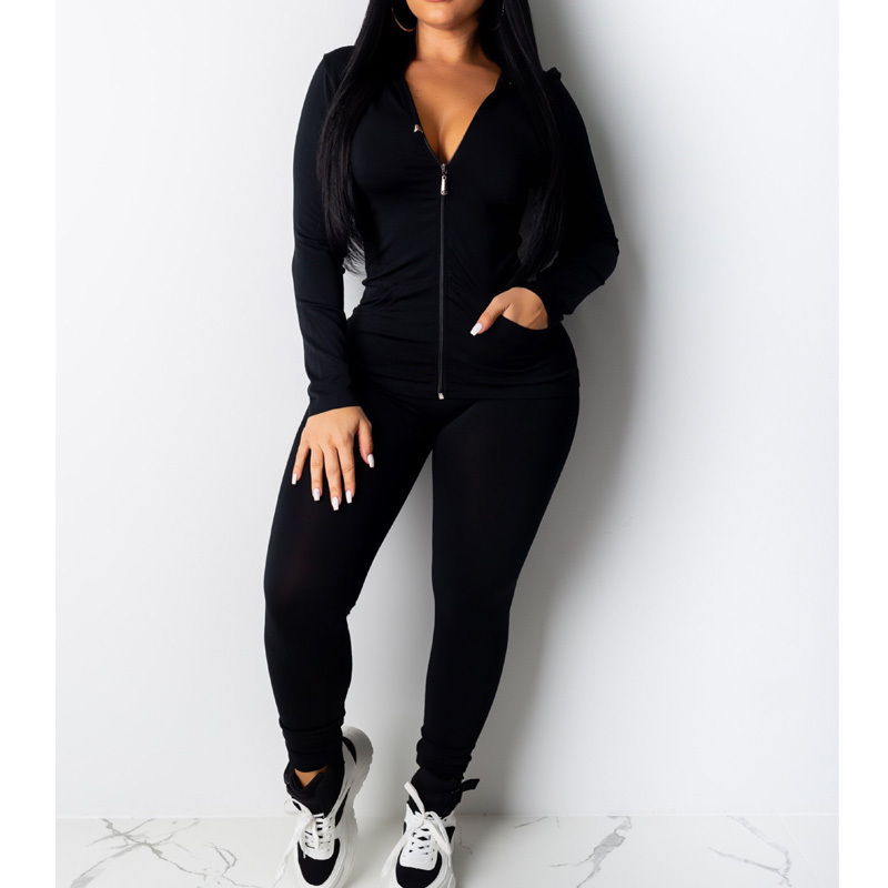 7Colors Women 2 Piece Tracksuit Outfits Sexy Hoodie FullZip Sweatshirt Joggers Pants Sweatsuit Set with Pockets T200630