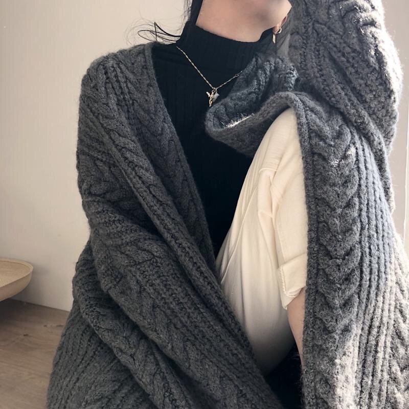 Lucyever Autumn Winter Long Cardigan Sweaters Women Vintage Boho Style Sweaters V-neck Casual Loose Woman Sweater Coats 201223