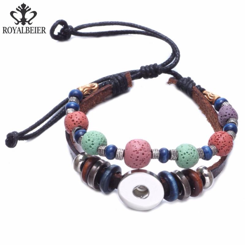 10pcs/lot Genuine Leather Snap Bracelet/Bangle Volcanic Stone Beaded Bracelet Fit 18mm Snap Button 20mm Jewelry SZ0497
10pcs/lot Genuine Leather Snap Bracelet/Bangle Volcanic Stone Beaded Bracelet Fit 18mm Snap Button 20mm Jewelry SZ0497