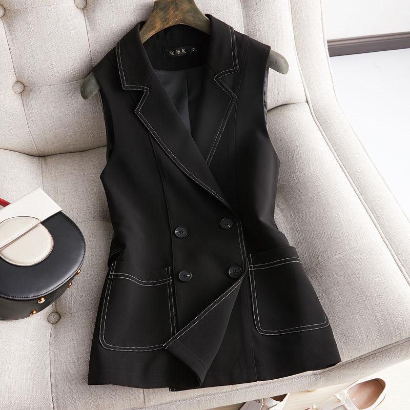 Women' Blazer Vest Elegant Office Lady Coat Double breasted Blazers Female Waistcoat Causal Suits Sleeveless Jacket Plus Size, Black
Women' Blazer Vest Elegant Office Lady Coat Double breasted Blazers Female Waistcoat Causal Suits Sleeveless Jacket Plus Size, Black