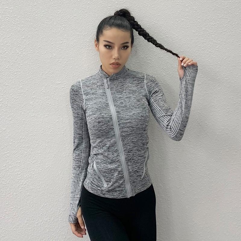 Seamless Sports Jacket Diagonal Zipper Design Long Sleeves with Thumb Hole Quick-drying Tops Yoga Running Fitness Shirt, Blue
Seamless Sports Jacket Diagonal Zipper Design Long Sleeves with Thumb Hole Quick-drying Tops Yoga Running Fitness Shirt, Blue