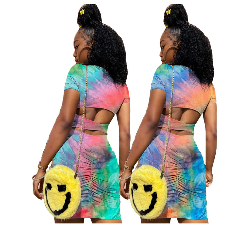 European and American fashion women's new style tie-dye printing pleated cross-tie fashion sexy tight-fitting dress, White;black
European and American fashion women's new style tie-dye printing pleated cross-tie fashion sexy tight-fitting dress, White;black