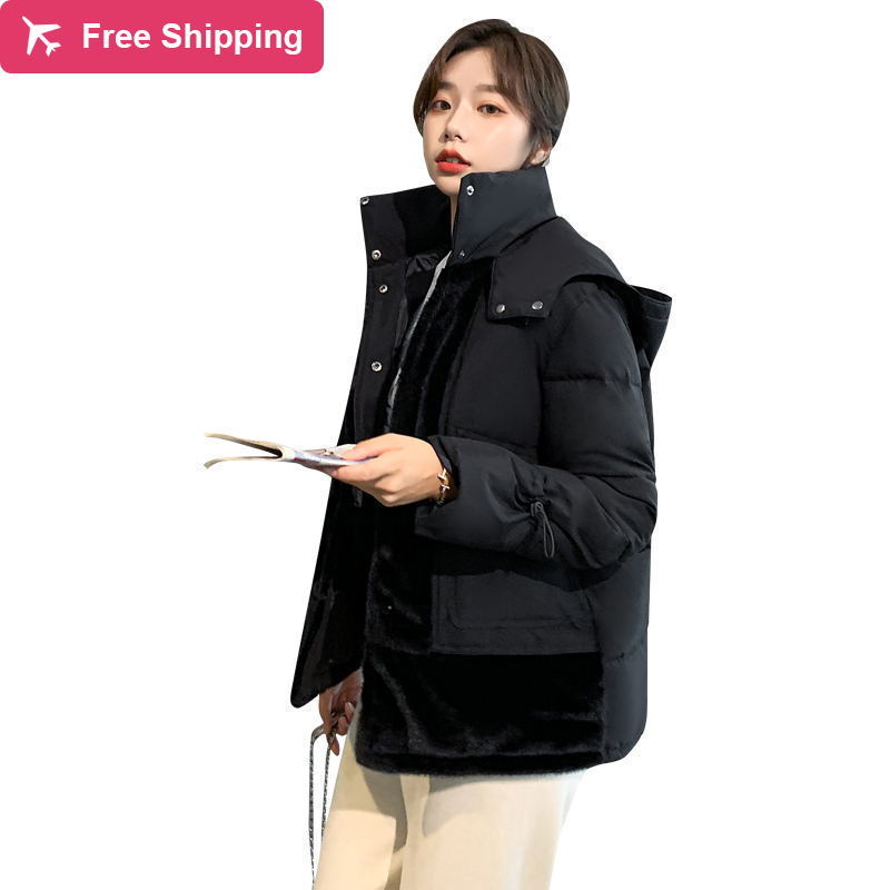 Feminine plus size short released parkas casual warm winter coat white-padded cotton with hood outerwear autumn gear
Feminine plus size short released parkas casual warm winter coat white-padded cotton with hood outerwear autumn gear