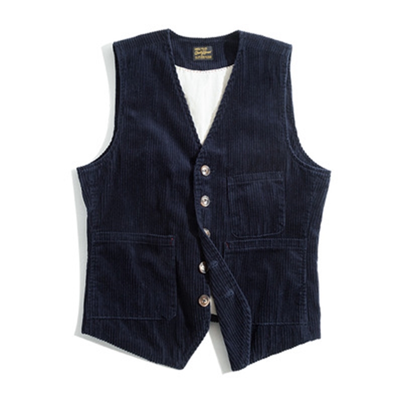 Maden Vintage Corduroy Vests For Men Casual French Workwear Hunting Field Waistcoat Cords Outdoor Coats Men's Clothing 201216