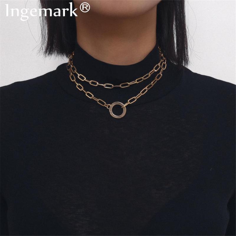 Ingemark Punk Miami Cuban Choker Necklace Hip Hop Multi Layer Big Chunky Thick Iron Lock Chain Necklace Women Neck Accessories1
Ingemark Punk Miami Cuban Choker Necklace Hip Hop Multi Layer Big Chunky Thick Iron Lock Chain Necklace Women Neck Accessories1