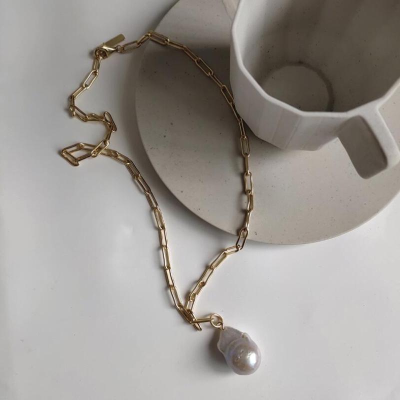 Authentic 925 Sterling Silver Irregular Freshwater Nature Baroque Pearl Necklace Gold Crude Chain Women Necklaces Fine Jewelry
Authentic 925 Sterling Silver Irregular Freshwater Nature Baroque Pearl Necklace Gold Crude Chain Women Necklaces Fine Jewelry
