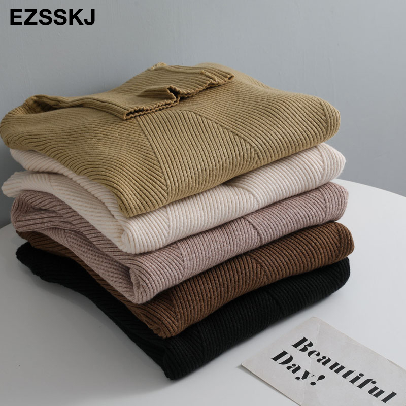 thick Knitted Women high neck Sweater Pullovers Turtleneck Autumn Winter Basic Women Sweaters Slim khaki jacket Pullovers 201023