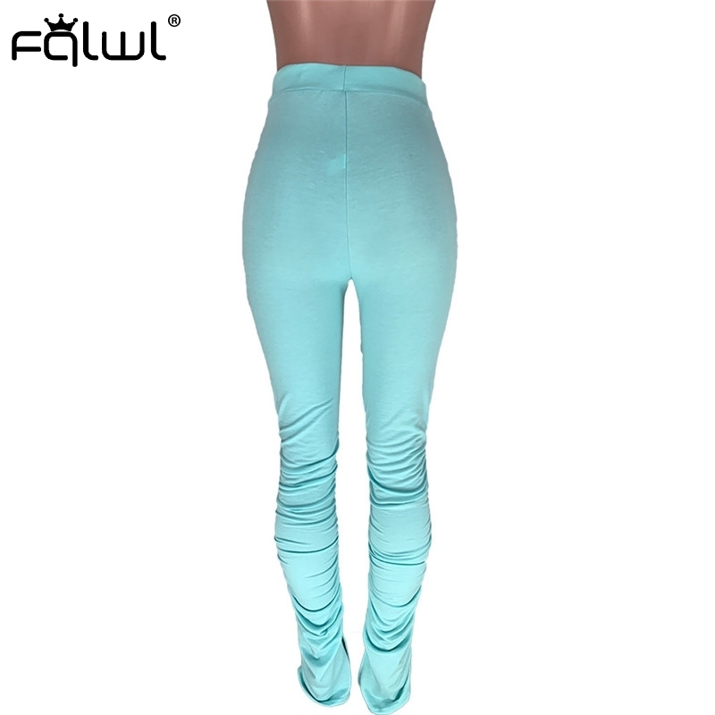 FQLWL Wide Leg Stacked Sweat Pants Women Trousers Flare Pleated Ruched Pants Women Joggers Streetwear High Waist Pants Female 201111