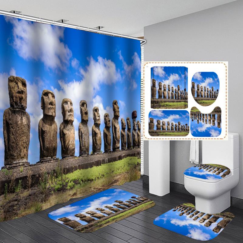 High Quality 3d Moai Bathroom Curtain Fabric Shower Curtains Anti-skid Bath Rug Carpet Toilet Lid Cover Bath Mat Home Decor
High Quality 3d Moai Bathroom Curtain Fabric Shower Curtains Anti-skid Bath Rug Carpet Toilet Lid Cover Bath Mat Home Decor