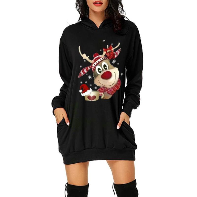Woman Dress Hooded Hip Pocket Christmas Elk Print Fashion Party Mini Dress Xmas Gift Elegant Dresses For Women Vestido De Mujer, Red
Woman Dress Hooded Hip Pocket Christmas Elk Print Fashion Party Mini Dress Xmas Gift Elegant Dresses For Women Vestido De Mujer, Red