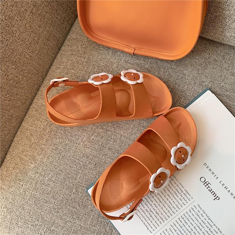 Plastic Jelly Shoes Women Summer Sandals Flats Flower White Shoes 2021 New Female Flats Sandals Shoes J1208