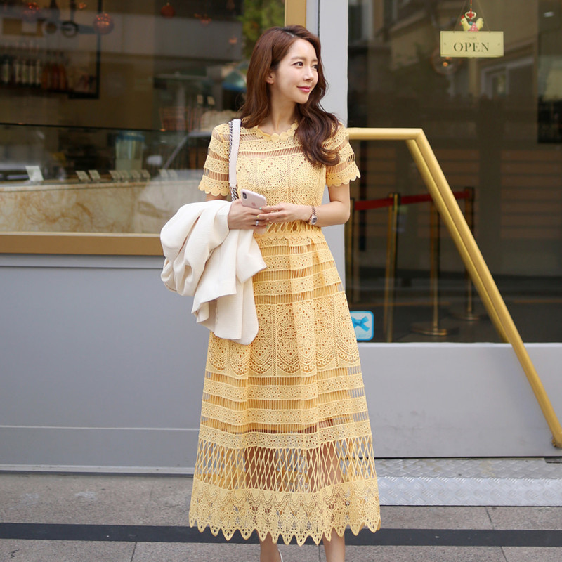2021 New Elegant Dressed in Women's Lace Sexy Celebrity Formal Party Short Sleeves Waist High Tea Line Length Yellow Dress XM5S
2021 New Elegant Dressed in Women's Lace Sexy Celebrity Formal Party Short Sleeves Waist High Tea Line Length Yellow Dress XM5S