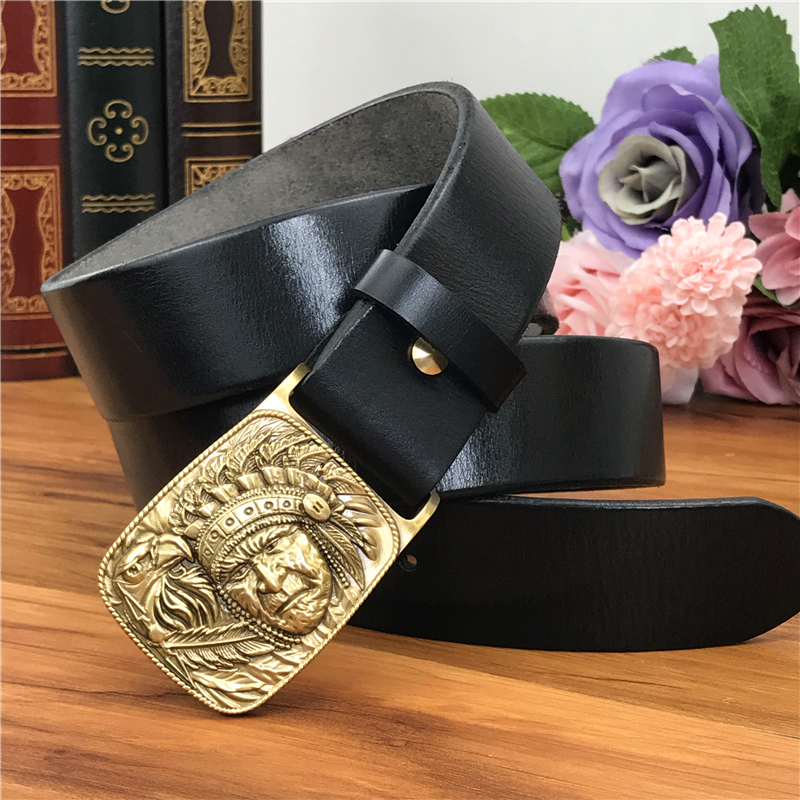 Solid brass Indian Chief Homme Men's Blind Buckle from Yellow Cowboy's Brim Trousers Leather Long Belt 75P5, Black
Solid brass Indian Chief Homme Men's Blind Buckle from Yellow Cowboy's Brim Trousers Leather Long Belt 75P5, Black