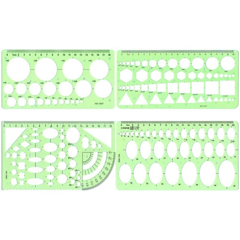 Geometric Template Ruler Drawing Template Measuring Ruler for Engineering Building School Office Supplies, 4 Counts
Geometric Template Ruler Drawing Template Measuring Ruler for Engineering Building School Office Supplies, 4 Counts
