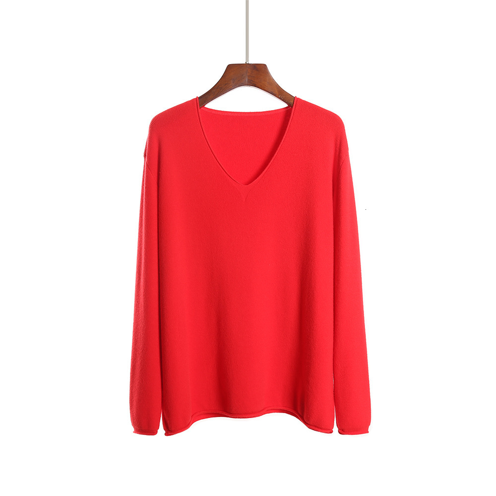 2021 New Spring Autumn V-neck Oversize Loose Thin Women Knit Top Casual Pullovers Long Sleeve Big Size Female Cashmere Sweater Pbl2, Red
2021 New Spring Autumn V-neck Oversize Loose Thin Women Knit Top Casual Pullovers Long Sleeve Big Size Female Cashmere Sweater Pbl2, Red
