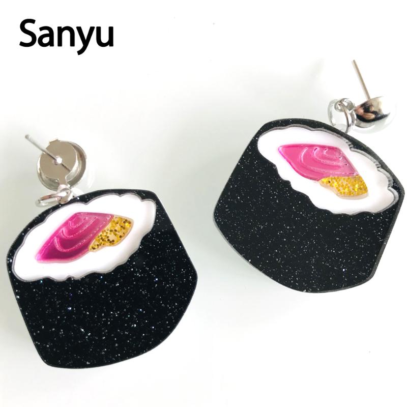 New Arrival Super Cute Japanese Rice Balls Acrylic Drop Earrings For Female Sushi Shape Funny Dangle Earrings Jewelry