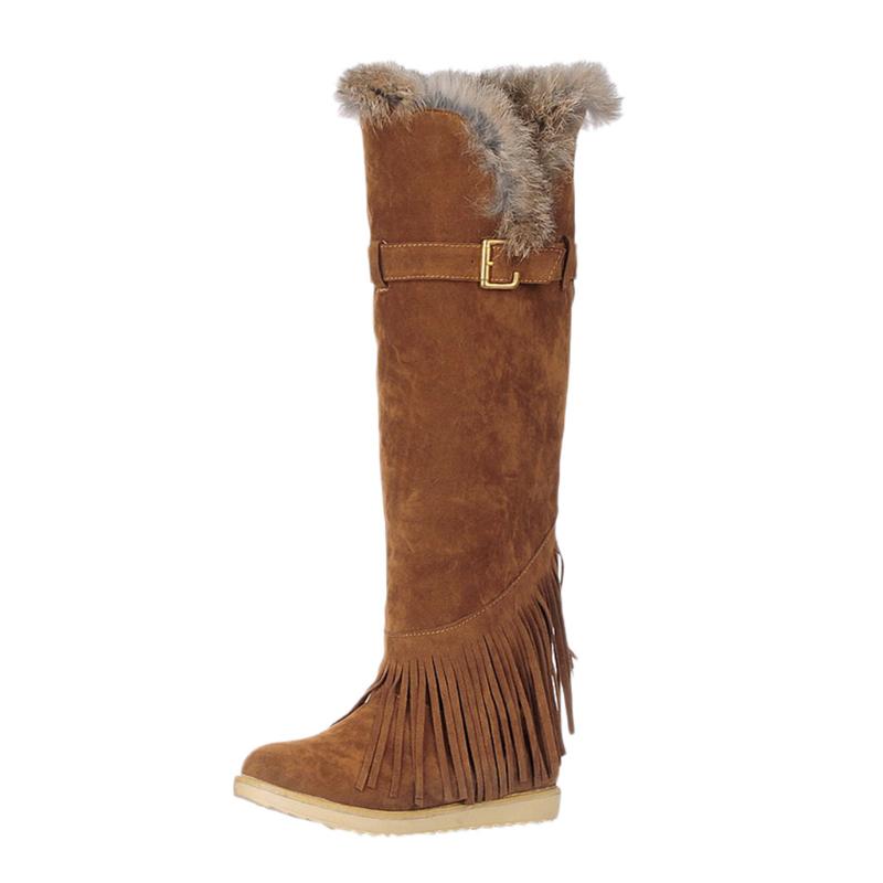 Women's warm snow boots winter women's casual tassel flat buckle shoes to keep the knees snow boots shoes, Brown
Women's warm snow boots winter women's casual tassel flat buckle shoes to keep the knees snow boots shoes, Brown