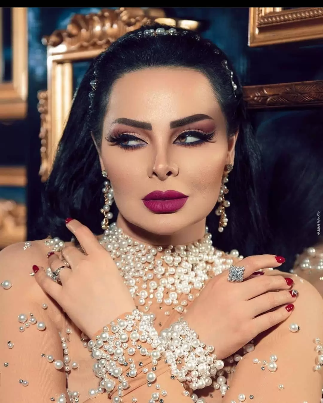 Dresses Pearls Prom Champagne Beaded Long Sleeves High Neck Tulle Ruched Pleats Custom Made Evening Party Gowns Plus Size Vestidos