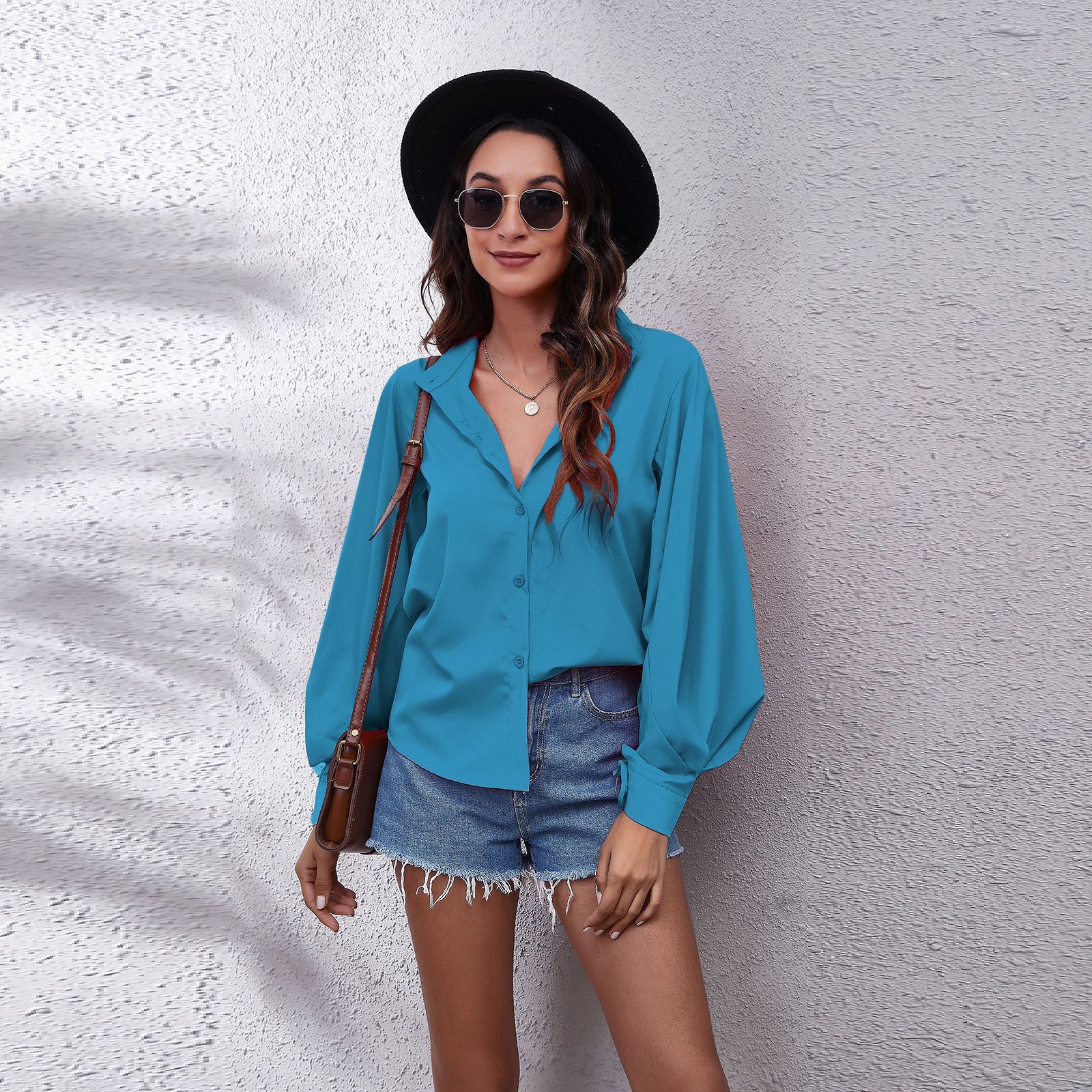 New Style shirt Fashion Women Ladies Summer Long Sleeve Loose Casual Casual Blouse Shirt Tops