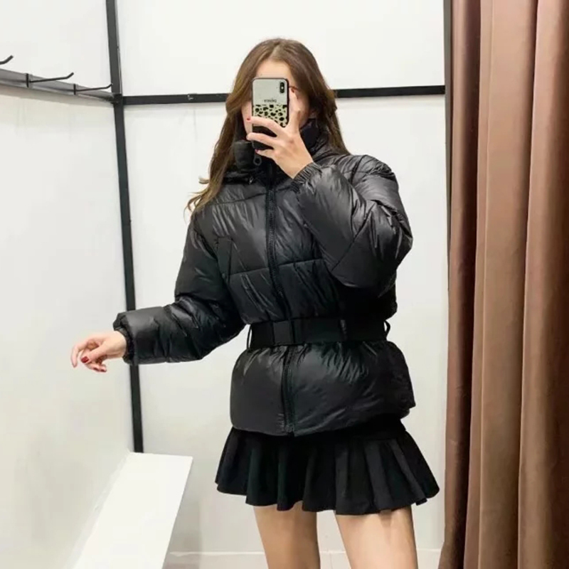 Vintage Chic Belt Waterproof Hooded Jacket Winter Fashion Women Parkas Elegant Ladies Pockets Thick Warm Cotton Padded Coat 201019