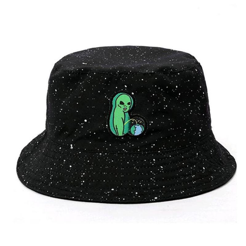 Cloches Cat's Anti-alien Cartoon Embroidery Fisherman Hat Men Fishing Sun Summer Sunscreen Panama Reversible Hip Hop Cap, Black
Cloches Cat's Anti-alien Cartoon Embroidery Fisherman Hat Men Fishing Sun Summer Sunscreen Panama Reversible Hip Hop Cap, Black