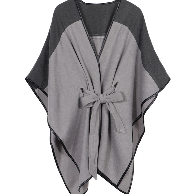 New Women Poncho Cape Open Front Cardigan Wrap Shawl Knitted Cashmere Sweater Coat Female Spring Autumn Capes 201214
