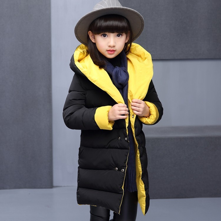 OLEKID Autumn Winter Jacket For Girls Hooded Reversible Girls Cotton Parka 5-14 Years Kids Snowsuit Teenagers Girls Winter Coat LJ201017