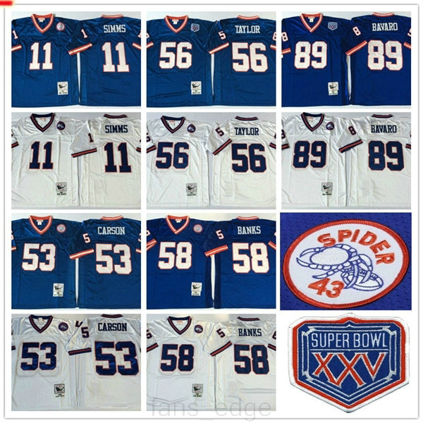 NCAA Football Vintage Top 56 Lawrence Taylor 89 Mark Bavaro 11 Phil Simms 53 Harry Carson 58 Carl Banks Blue White Jerseys
NCAA Football Vintage Top 56 Lawrence Taylor 89 Mark Bavaro 11 Phil Simms 53 Harry Carson 58 Carl Banks Blue White Jerseys