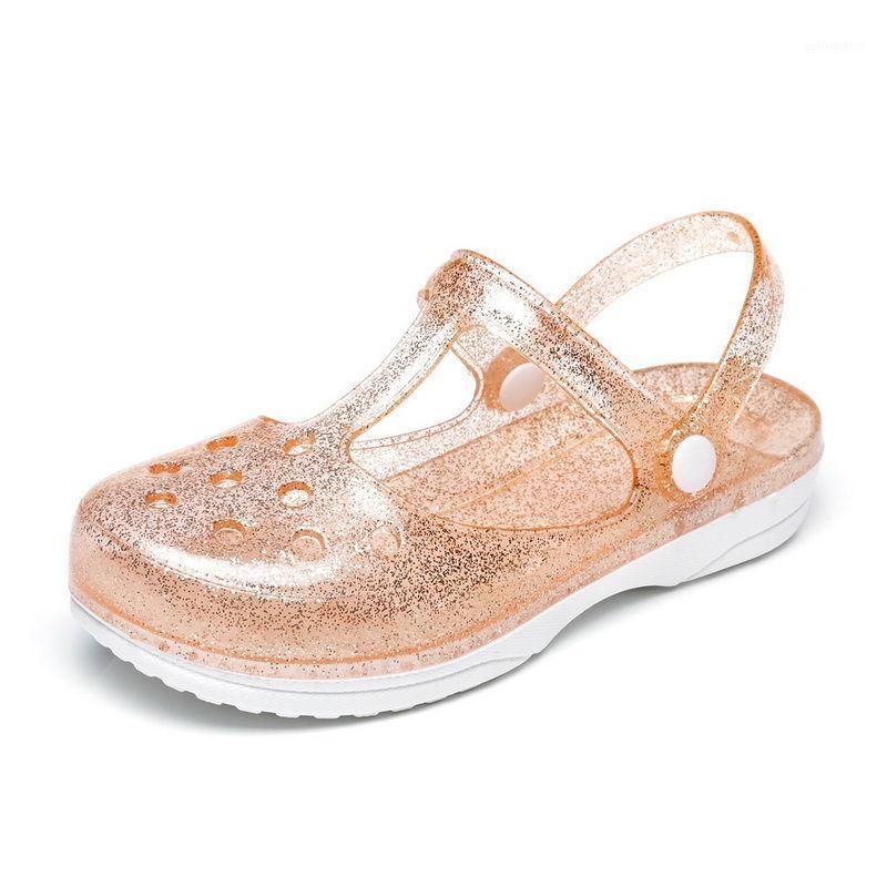 2021 New Summer Hole Shoes Women Sandals Jelly Shoes Women Sandals and Slippers and Slippers1, Gold