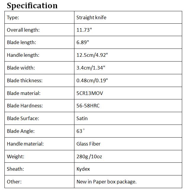 High Quality 9LSFD Fixed Blades Survival Straight Knife D2 Satin/Black Blade Glass Fiber Handle Hunting Knives With Kydex