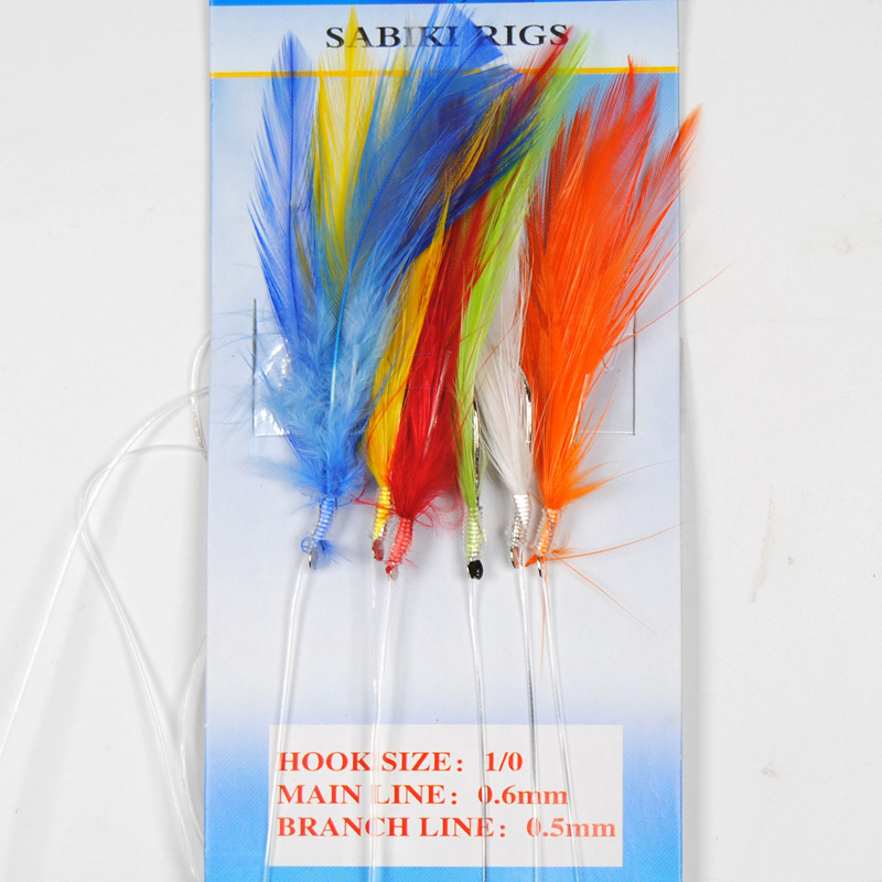 [10 Bags] Sabiki Feather / Tinsel Tube / Flash Rig Size 1/0 Assortied Bait Fish Catching Rigs Wholesale / Retail 201019