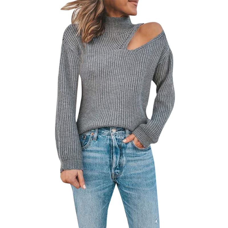 Autumn Fashion Women One Shoulder Turtleneck Slim Knit Sweater Women Solid Color Streetwear Retro Clothing 2020 Pull Femme, Gray
Autumn Fashion Women One Shoulder Turtleneck Slim Knit Sweater Women Solid Color Streetwear Retro Clothing 2020 Pull Femme, Gray