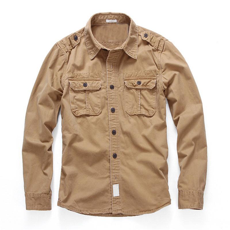 European American version new autumn long-sleeved shirt male casual army solid color washed cotton tooling shirt top, Khaki
European American version new autumn long-sleeved shirt male casual army solid color washed cotton tooling shirt top, Khaki